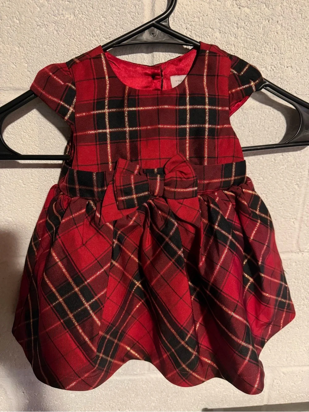 The Children's Place Red Plaid Bow Holiday Dress